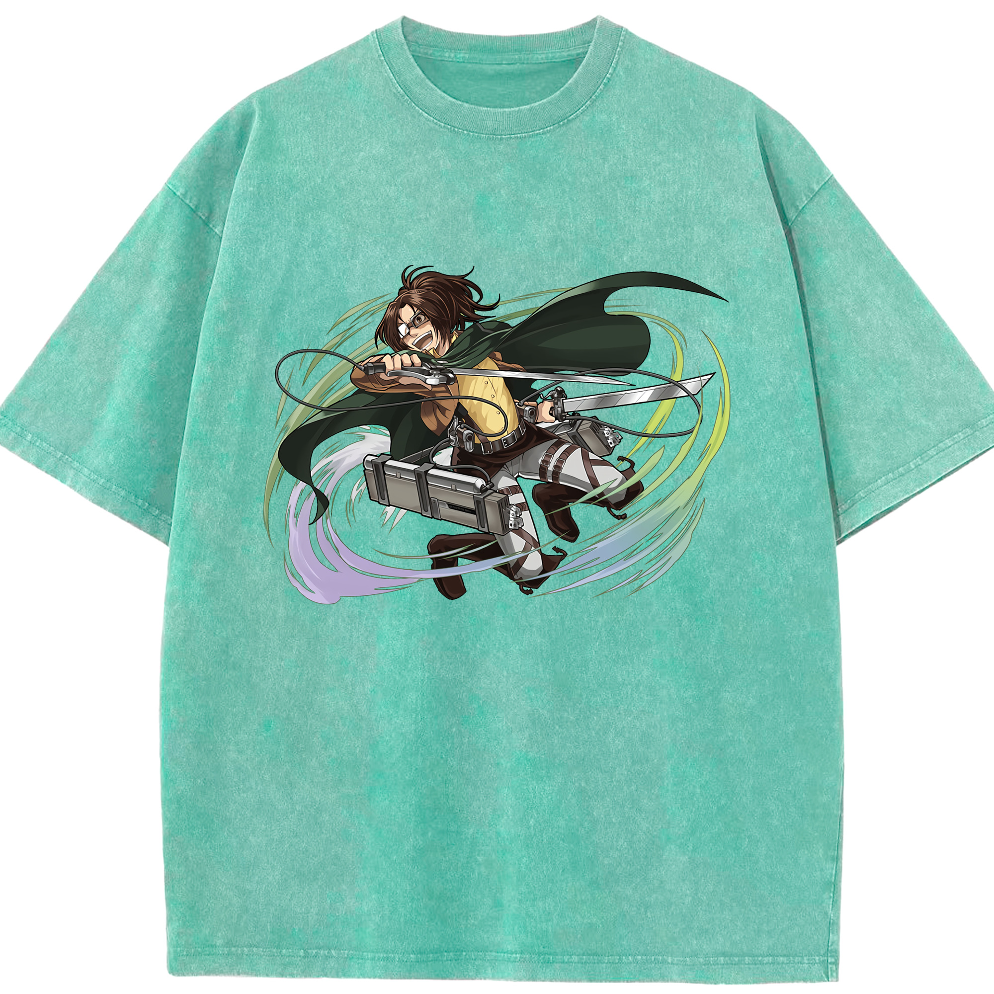 （画像用） 進撃の巨人 ハンジ·ゾエ Attack on Titan Hanji Zoe 綿100% ヴィンテージ風 半袖Tシャツ（フロントプリント）